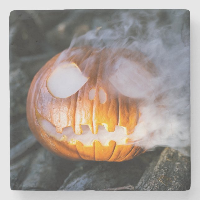 Headless Horsemans Jack-o-Lantern Head a Flame Stenunderlägg (Framsidan)