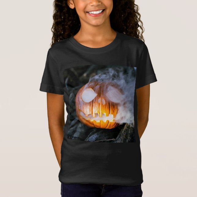 Headless Horsemans Jack-o-Lantern Head a Flame T Shirt (Framsida)