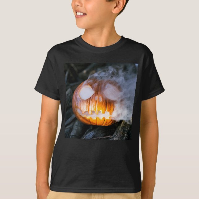 Headless Horsemans Jack-o-Lantern Head a Flame T Shirt (Framsida)