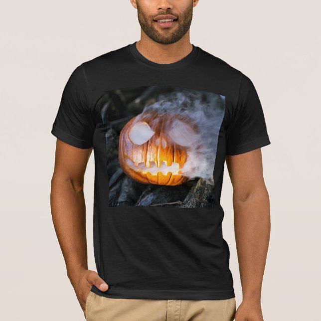 Headless Horsemans Jack-o-Lantern Head a Flame T Shirt (Framsida)