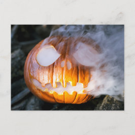 Headless Horsemans Jack-o-Lantern Head a Flame Vykort