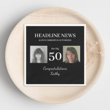 Headline News 50 Birthday Black and White Photo
