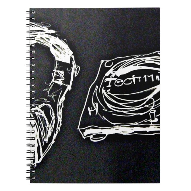 Headphone and DJ Turntable MK2 Anteckningsbok Med Spiral (Framsidan)