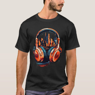 Headphone Music Non Stop Roligt Urbain City Life T Shirt