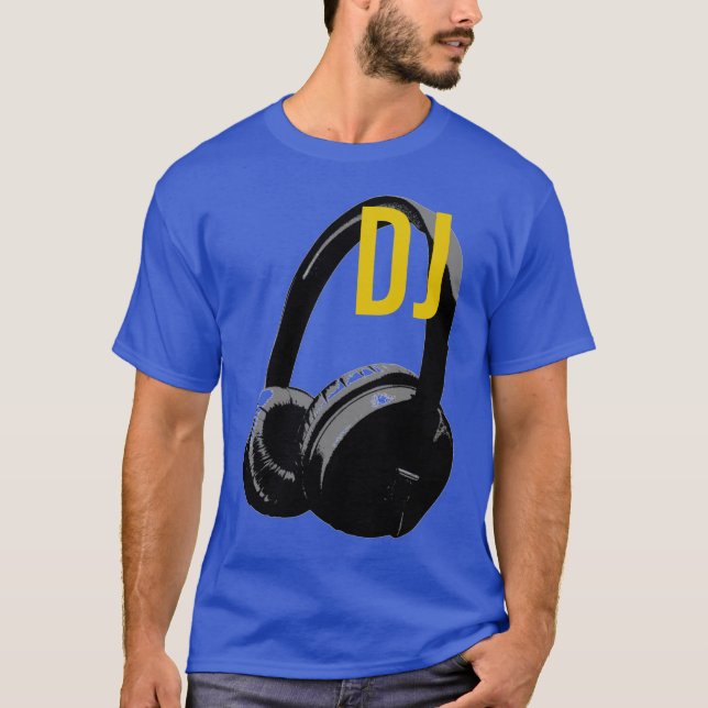 Headphone Pop Art DJ Disc Jockey Retro T Shirt (Framsida)