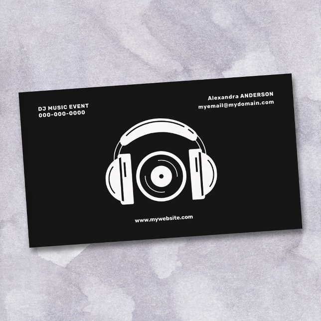 Headphones & Vinyl - DJ Music Visitkort (Headphones & Vinyl - DJ Music Business Card)