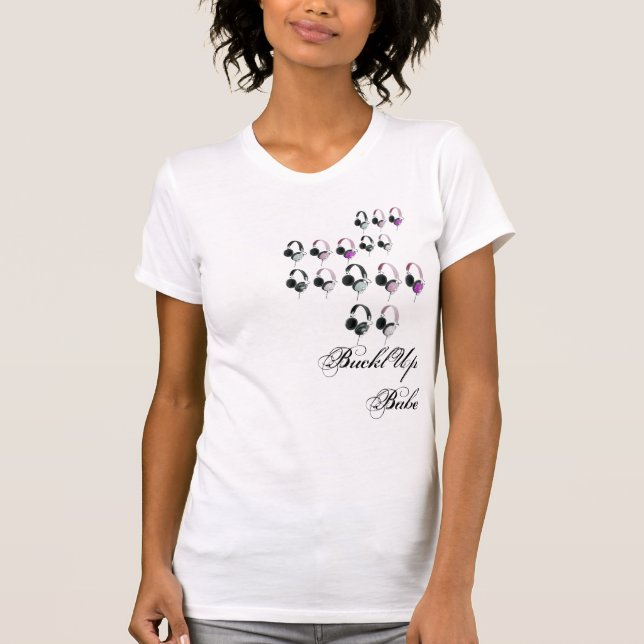 Headphonetillbakaspolningflickaktigt Tee (Framsida)