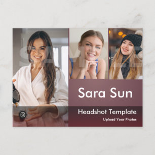 Headshot Actor och Model 2-sidig komp Vykort