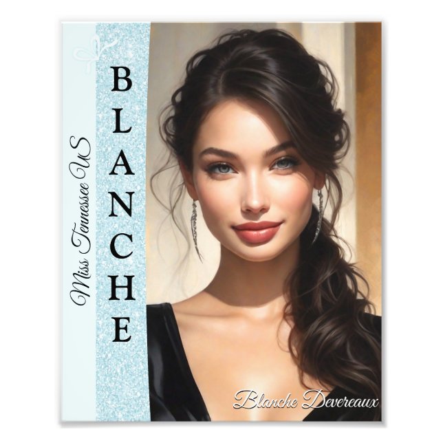 Headshot i Aqua Glitz-Skönhetstävlingens modelleri Fototryck (Framsidan)