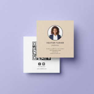 Headshot Photo QR CODE eller Logotyp Professionell Fyrkantigt Visitkort