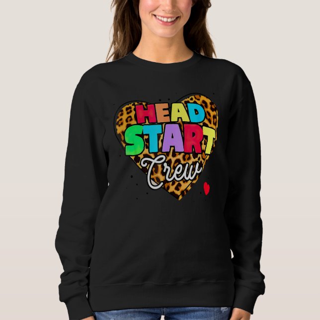 Headstart Crew Heart Leopard Tillbaka Till Skolan  T Shirt (Framsida)