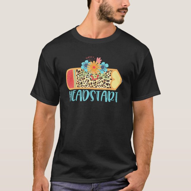 Headstart Pencil Leopard Cheetah Print Teach Kärle T Shirt (Framsida)