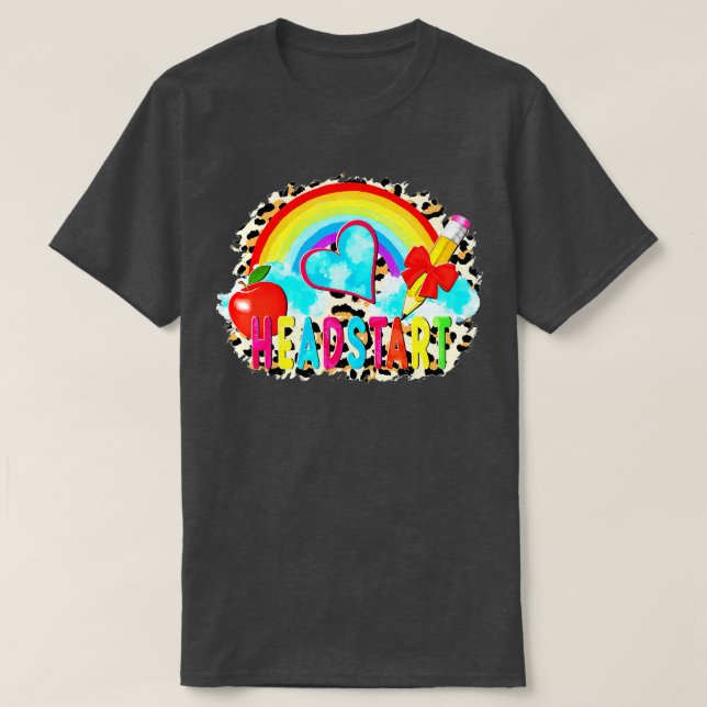 Headstart Teacher Rainbow Tidigt Childown Tillbaka T Shirt (Design framsida)