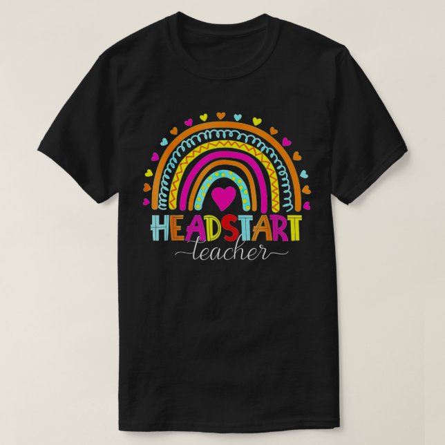 Headstart Teacher Squad Rainbow Cute Teacher Back  T Shirt (Design framsida)