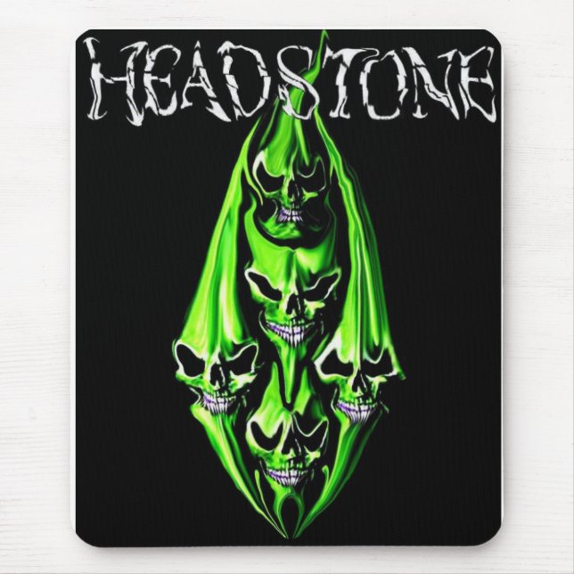 HEADSTONE 5 Grönt Skull Mousepad Musmatta (Framsidan)