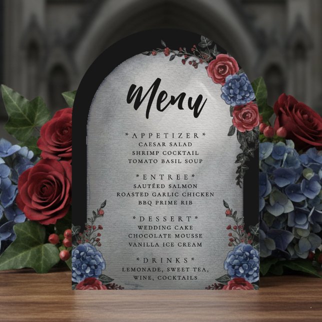 Headstone Floral Gothic Wedding Menu Inbjudningar (Skapare uppladdad)