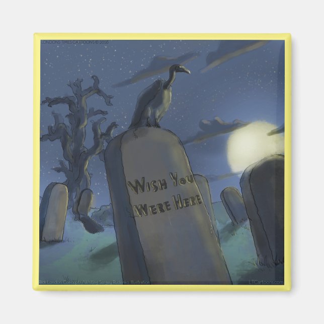Headstone-inbjudan - roligt Halloween Magnet (Framsidan)