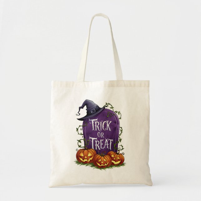 Headstone & Jack-o'-Lanternor Bus eller godis-bag Tygkasse (Framsidan)