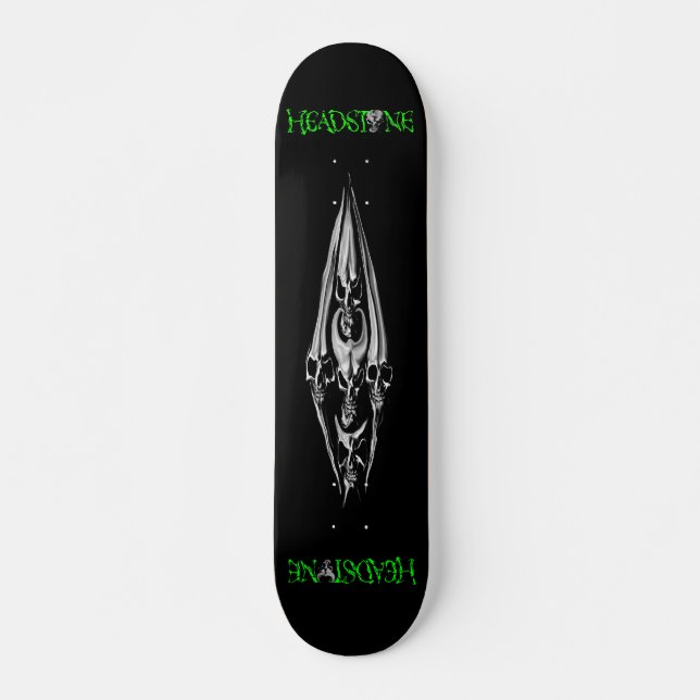 HEADSTONE vita gula döskallar Skateboard Bräda 20 Cm (Framsida)