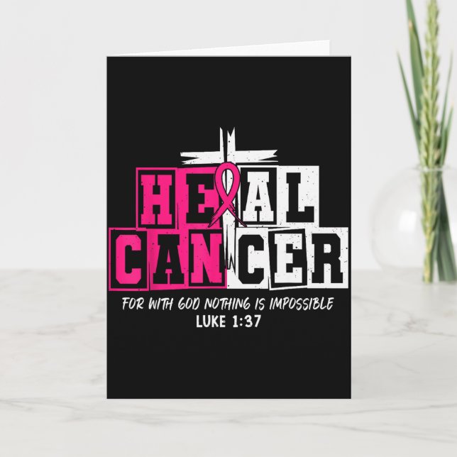 Heal Cancer Believe God Christian Breast Cancer Aw Kort (Framsida)