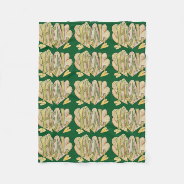 Heal Hearts Ord Art Soft Ull Chemo Blanket Fleecefilt (Framsidan)