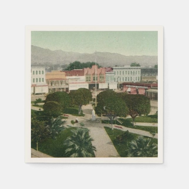 Healdsburg CA Plaza Postcard Pappersservett (Framsidan)