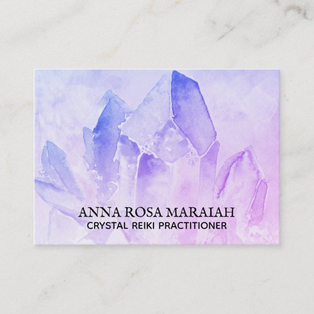 *~* Healer Reiki Yoga Crystal Healer Amethyst Visitkort (Framsida)