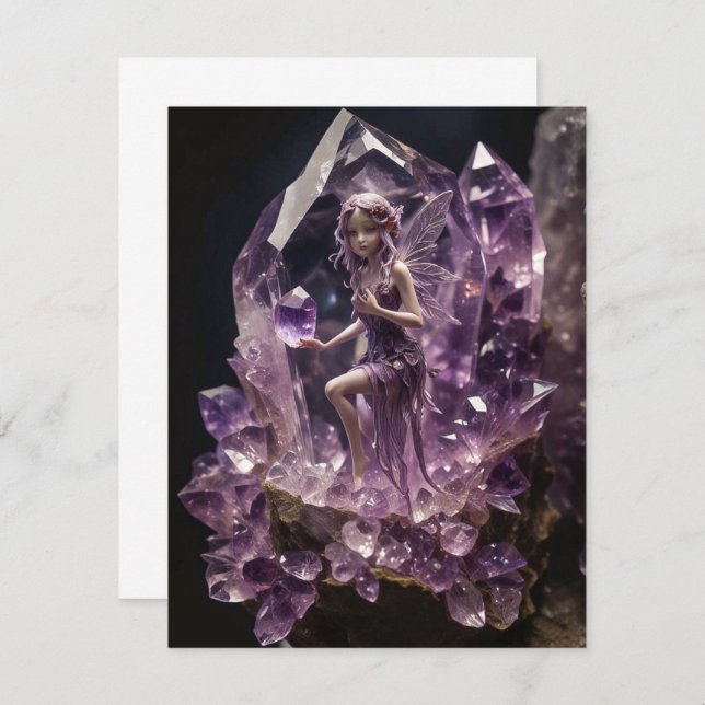 Healing Crystals Amethyst Fairy Birthday Tack Kort (Fram/baksida)