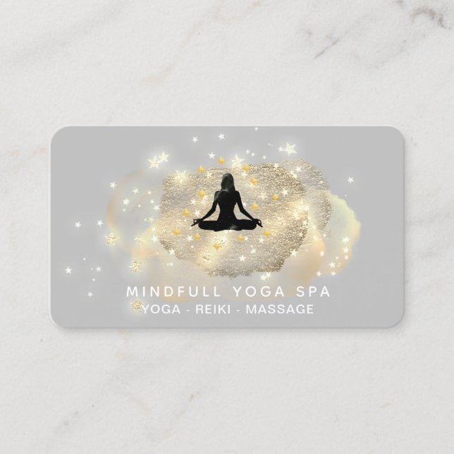 *~* Healing Energy Guld Woman Yoga Lotus Busines Visitkort (Framsida)