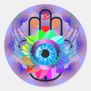 Healing Hamsa-dekalett Runt Klistermärke