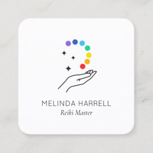 Healing Hand Logotyp Reiki, Healer, Hälsa Fyrkantigt Visitkort