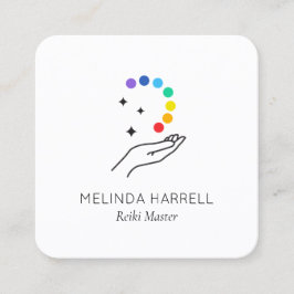 Healing Hand Logotyp Reiki, Healer, Hälsa Fyrkantigt Visitkort