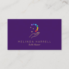 Healing Hand Logotyp Reiki, Massage Bright Lila Visitkort