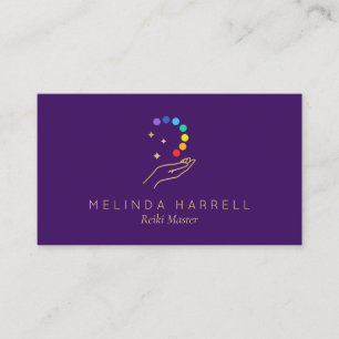Healing Hand Logotyp Reiki, Massage Bright Lila Visitkort