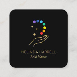 Healing Hand Logotyp Reiki, Massage, Hälsa Black Fyrkantigt Visitkort
