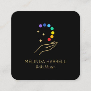 Healing Hand Logotyp Reiki, Massage, Hälsa Black Fyrkantigt Visitkort