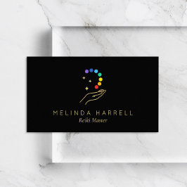 Healing Hand Logotyp Reiki, Massage, Hälsa Black Visitkort