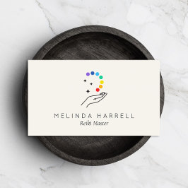 Healing Hand Logotyp Reiki, Massage, Hälsa Ivory Visitkort