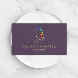 Healing Hand Logotyp Reiki, Massage, Hälsa Lila Visitkort