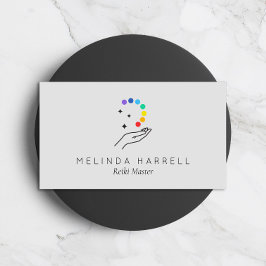 Healing Hand Logotyp Reiki, Massage, Hälsa Lt Gråt Visitkort