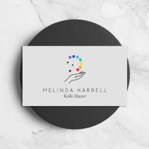 Healing Hand Logotyp Reiki, Massage, Hälsa Lt Gråt Visitkort