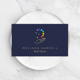 Healing Hand Logotyp Reiki, Massage Therapy Mörk b Visitkort