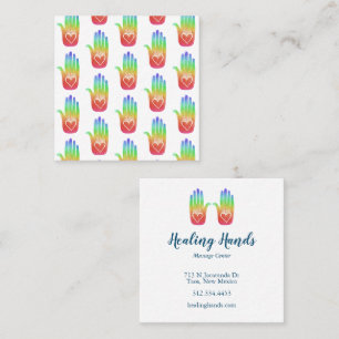 Healing Händer Hearts Hamsa Rainbow Mönster Fyrkantigt Visitkort
