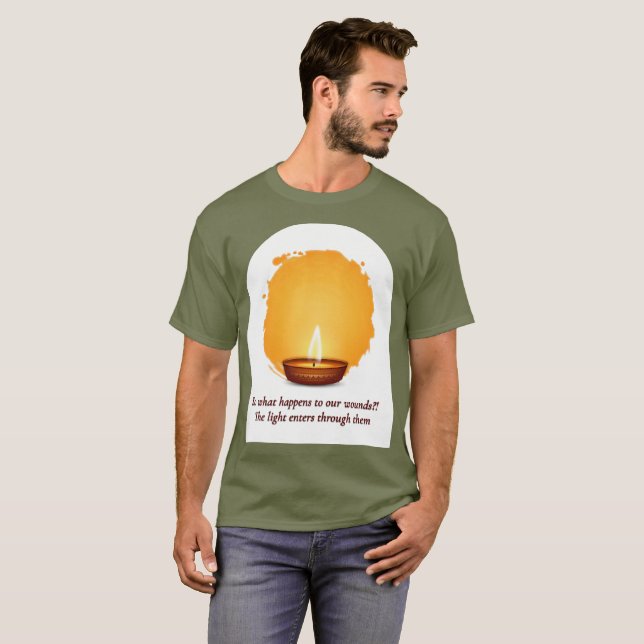 Healing Light Candle T‑Shirt | Inspirational Quote T Shirt (Hel framsida)