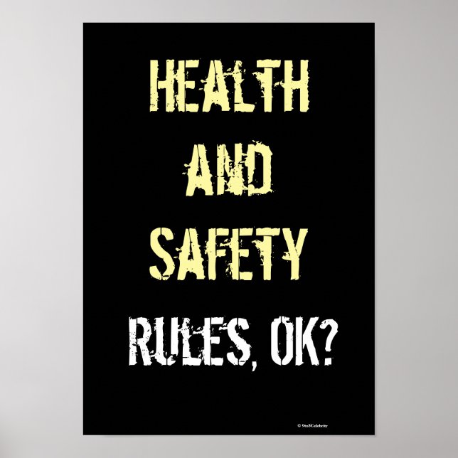 Health and Safety Regler Slogan Graffiti Sign Humo Poster (Framsidan)