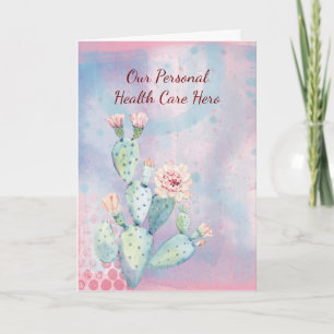 Health Care Hero Tack Watercolor Cactus Kort