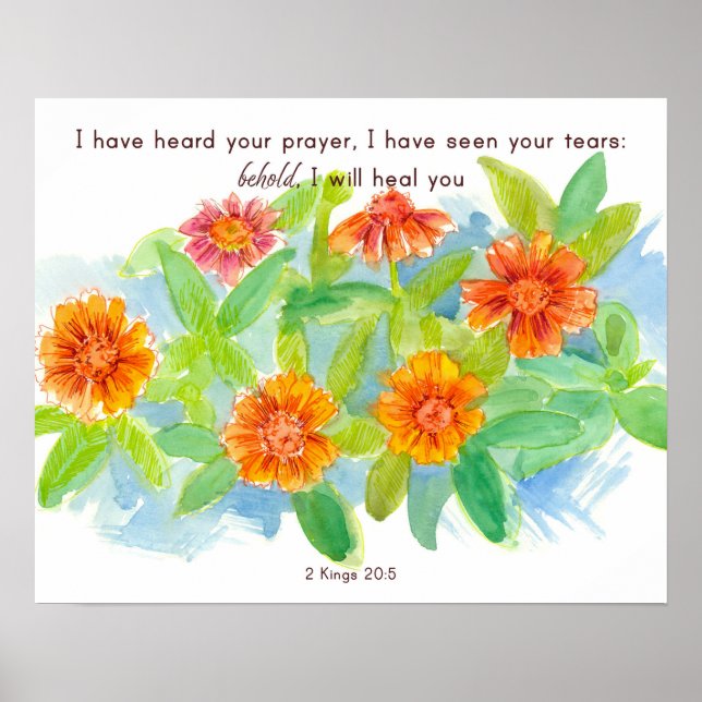 Health Christian Encouragement Scripture Marigolds Poster (Framsidan)