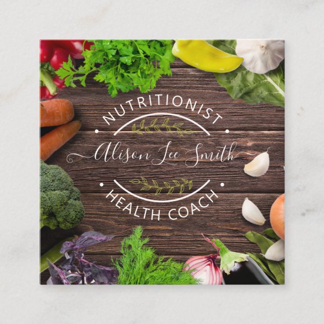 Health Coach Nutritionist Fyrkantigt Visitkort (Framsida)