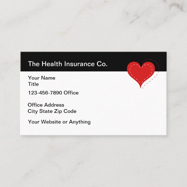 Health Insurance Agent Heart Graphic Business Card Visitkort (Framsida)