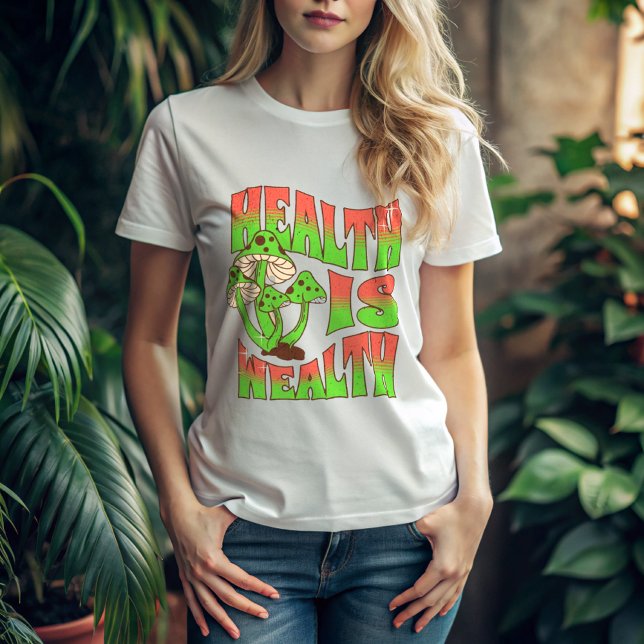 "Health is Wealth" Premium Women's Crewnacke T-shi T Shirt (Skapare uppladdad)